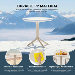Frond&Form Modern Outdoor Patio Poly Plastic 31.5″ round Dining Table in Sand