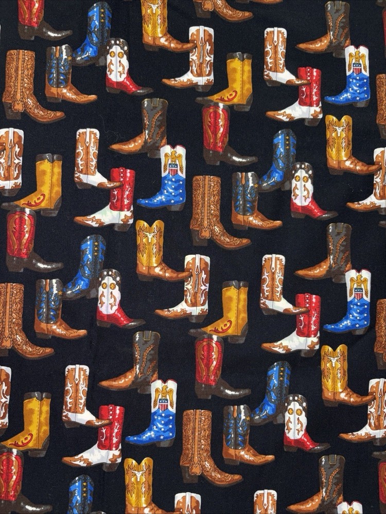 ROBERT KAUFMAN Country Western Cowboy Boots Fabric”Way Out West” 1 Yard