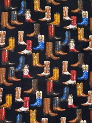 ROBERT KAUFMAN Country Western Cowboy Boots Fabric”Way Out West” 1 Yard