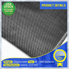Carbon Fiber Fabric Roll 2X2 Twill Weave 3K 6.5Ft X 12 Inch 2 Rolls