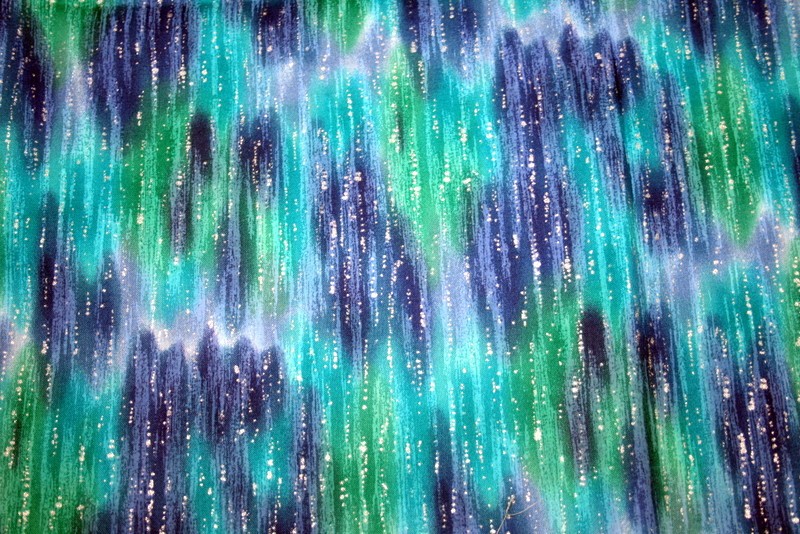 SILVER RAIN ON BLUES, GREEN AND PURPLE FROM HOFFMAN – 100% COTTON FABRIC