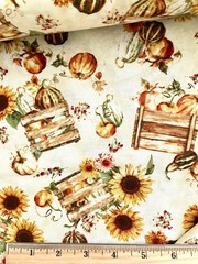 Studio E Quilting Fabric by the 1/4 yard Fall Into Autumn Cream Crates Pumpkin