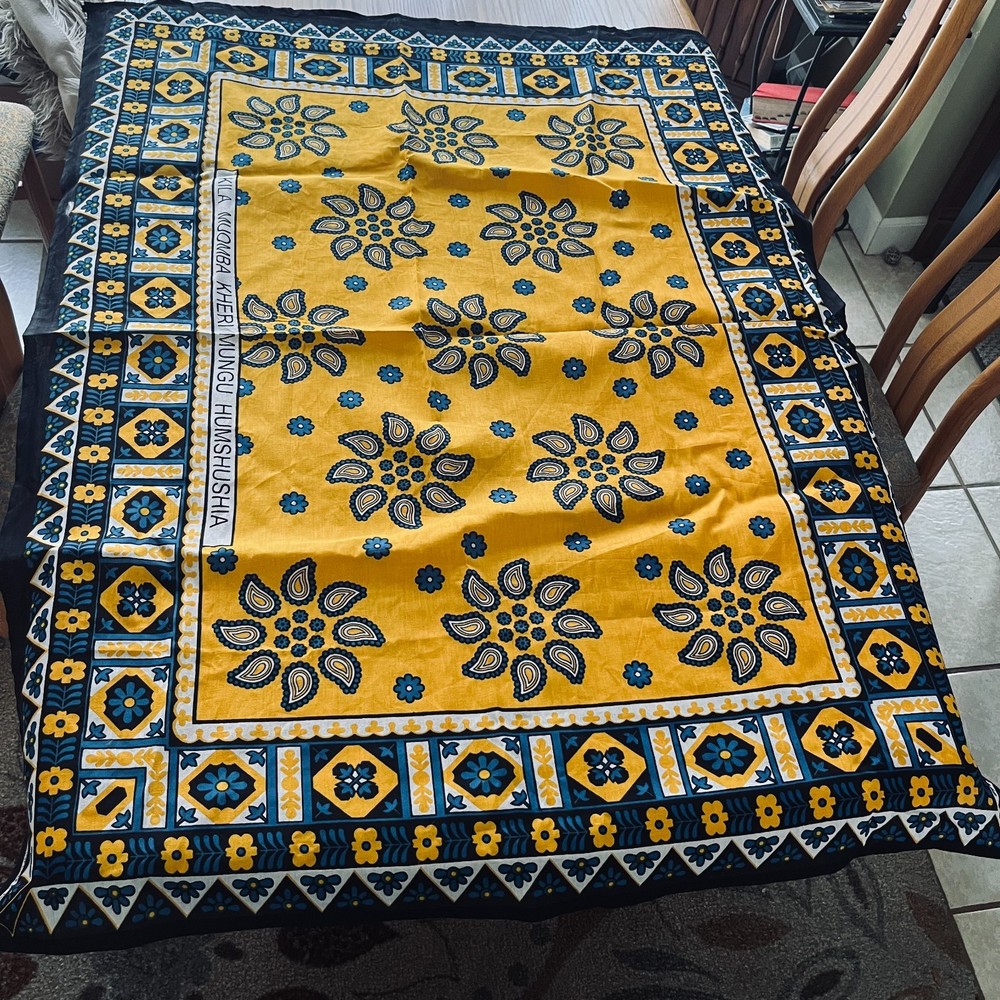 KANGA East African Fabric Material 42″ x 54″ Swahili Blessing Proverb Sunflag