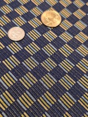 4 Yds Woven Jacquard Upholstery Fabric Checkerboard Blue/Gold Retro Geometric