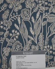 Kravet Clarke Clarke Fabric Remnant 26″x26″ Pattern “Marbury” Color Denim