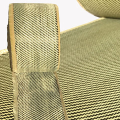 12 in – Carbon Fiber Aramid Fabric – Yellow – 3K – 240G/Meter – Twill Weave Roll