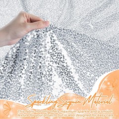Vonty Sequin Fabric by The Yard – 1 Yard Silver Sequin Fabric, Glitter Fabric Sp