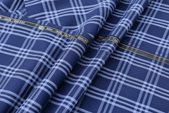 Blue in White Windowpane Checked Suiting Fabric Cashmere Wool
