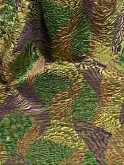 Green Copper Purple Jacquard Metallic Brocade Fabric 58” Width By The Yard