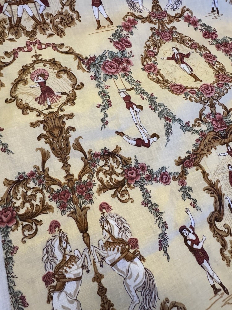RARE Vtg Cotton FABRIC La Comedie Italienne Ledoux Hermes Scarf Style Art BTHY