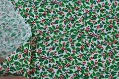 33″ Long, Vintage, Red & Green Holly on White Quilt Cotton, V446
