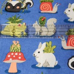 Super Snuggle Flannel Fabric 5 yd New Uncut Succulent Animals Blue