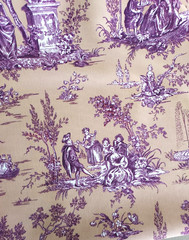 Toile de Jouy Fabric – French Country Pastoral Print Home Decor -Color Lilac