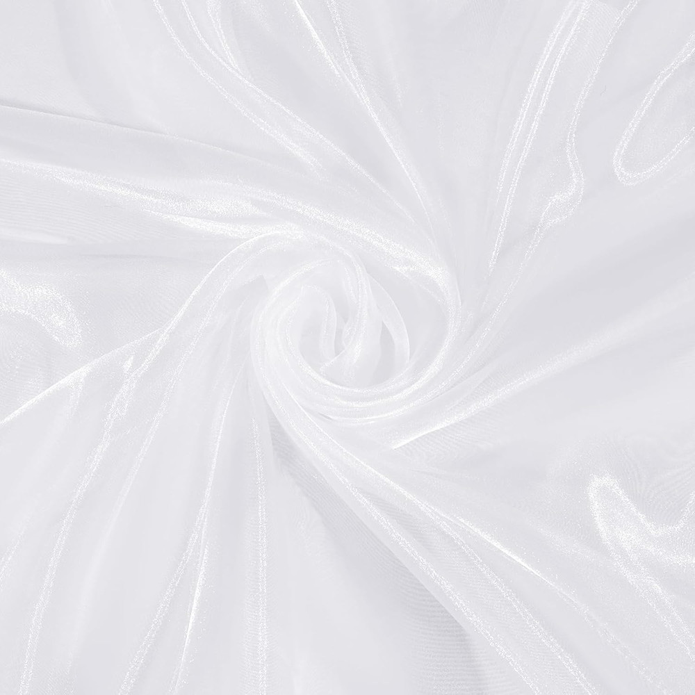White Organza Fabric by The Yard 60 Inch Wide 3 Yards Silk Sheer Fabric
