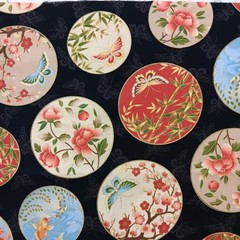 Marcus Fabrics Faye Burgos Japanese Temari Circles Cotton Fabric 35″ x 44″