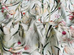 55” By Yards Mint Green Floral Viscose Fabric Soft Rayon Sewing Material