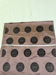 Mongolian Ethnic Brocade Fabric 4.47 Yards x 29” Black Flocked Pattern USA