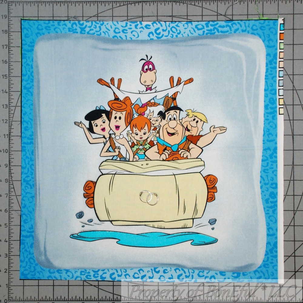 BonEful Fabric Cotton Quilt VTG Pillow Panel Flinstones Family Cartoon Girl Boy