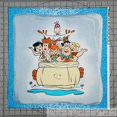 BonEful Fabric Cotton Quilt VTG Pillow Panel Flinstones Family Cartoon Girl Boy