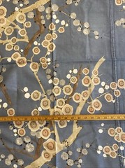 Vntg Interior Fabric Design Inc An Original Design 1981 Blue Tan Cherry Blossom