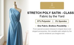 Stretch Poly Satin Fabric by the Yard 2-Way Woven 57/58″ Dresses Bridal Costume