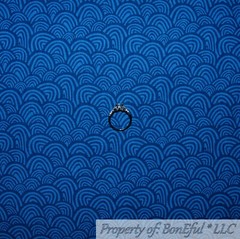 BonEful FABRIC FQ Cotton Quilt Blue White Stripe Sea FISH Boy Ocean Bubble Print