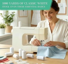 12 Pcs White Sewing Thread, 1000 Yard Each Spool | Polyester White Thread for…