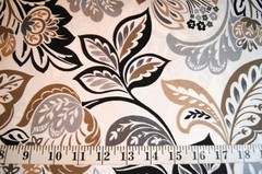 3 Yards Brown Gray Beige White Floral Canvas Upholstery Fabric 110″ X 54″