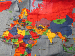 1 yard x 56″ wide Fabric Quilt World Map Fabric Traditions 1999 NTT Inc.