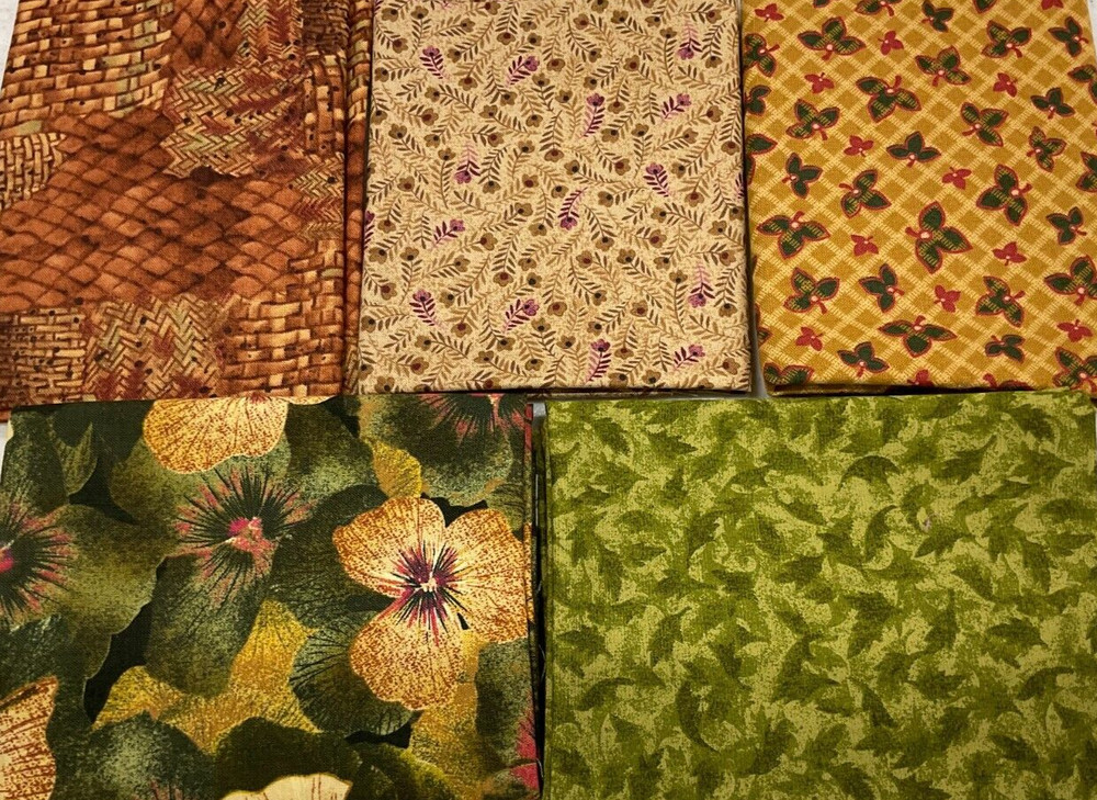 FAT QUARTER BUNDLE OF 5 – FQ1137 – BROWN & GREEN