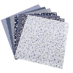 7-Pack 50x50cm Cotton Fabric DIY Assorted Pre-Cut Bedding Kit (Blue)