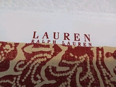 Lauren Ralph Lauren Deep Red & Cream-Tan Heavy Cotton Fabric Damask Print 5 Pcs