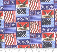Eagle, Stars & Stripes 100% Cotton Fabric by the 1/4 yard