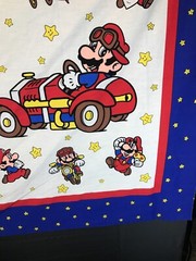 Vintage Nintendo SUPER MARIO BROS Cotton FABRIC PANEL 70″ x 45″ New Unused