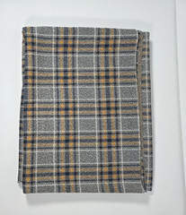 Tartan plaid fabric grey gray yellow black white 51″ X 64″ NOS