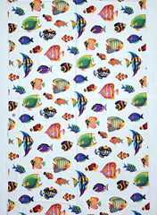VTG VIP Cranston Tropical Aquarium Fish Bright On White Cotton Fabric 2 YD x 45″