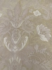 VTG Damask Floral Scroll Decorative Upholstery Fabric Textured Beige Gold 2 Yd