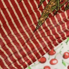 South Asian Raw Thin Woven Multicolor Paisley Striped Clothing Fabric 139×40”