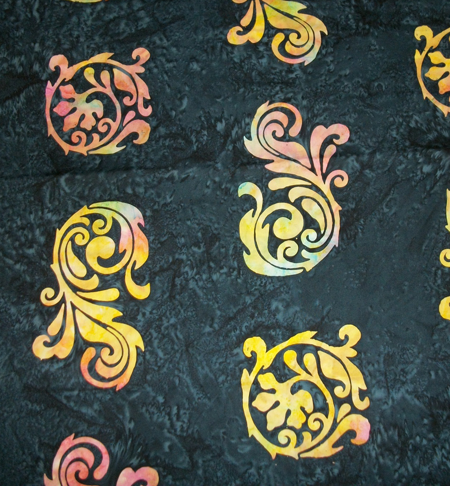 Rainbow Batik Scrollwork~~Tonga ~Six Weeks in Bali 18 X 21