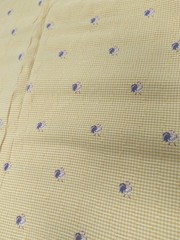 Heavy Yellow and Gold Gingham Check Fabric 2 Yards W/Raised Roosters & Wire.