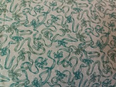 Vintage Green Ribbons & Bows on Light-Green, Classic Cottons, P7659 By The Yard