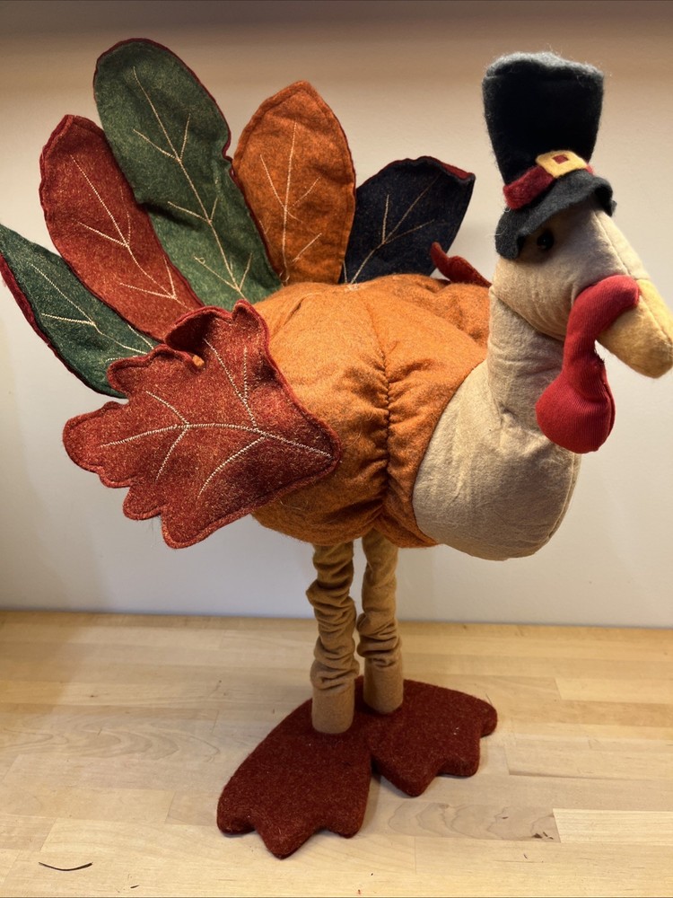 Hobby Lobby Standing Fabric Turkey Decor, Thanksgiving Tabletop Decor 16.5 Inch