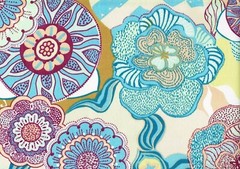 Designer Fabric Teal Blue Yellow Wine Inndoor/Outdoor Drapery Upholstery