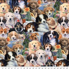 David Textiles Gardening Puppies Fat Quarter 18 x 21 inch Precut 100% Cotton