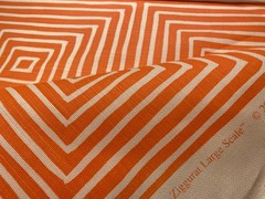 1Yd Quadrille CHINA SEAS Ziggurat Large Scale Orange on Tint 55% Linen Fabric