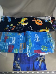 Lot Boys Kids Theme Cotton Quilting Fabric Approx 1/2 Yard Total 12×22 + 14×41”