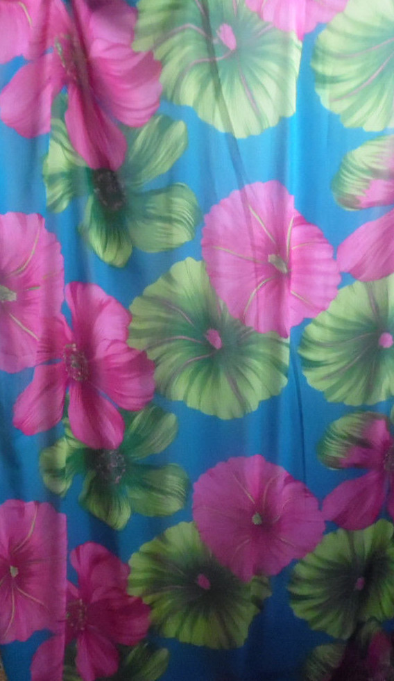 -PINK FUCHSIA BLUE GREEN FLORAL LARGE PETAL CHIFFON SHEER FABRIC BY THE YARD