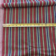 Vintage Stretch Denim Fabric Red Blue Green Stripes Distressed 60” x 51”