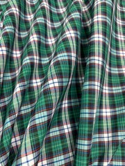 Green White Plaid Tartan Cotton Woven Fabric BTY GR8 For Kilts Skirts Drapes