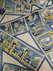 Vintage VHTF 1950s/60s Comic Strip Young Boy Cotton Fabric 1 Yard X 35″ Wide